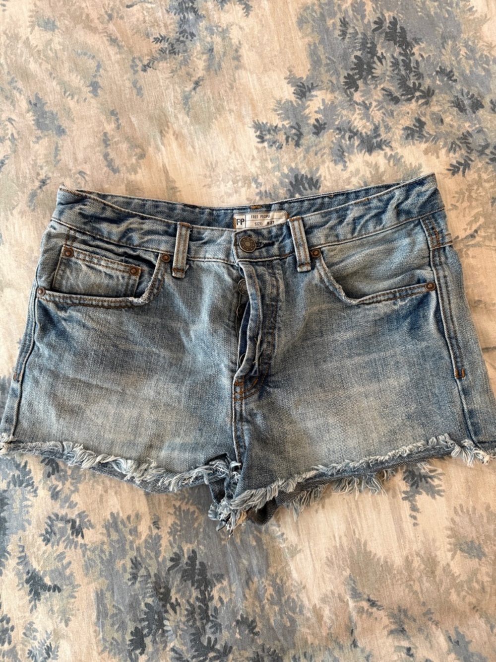 Free People Light Blue Distressed Denim Cutoff Shorts